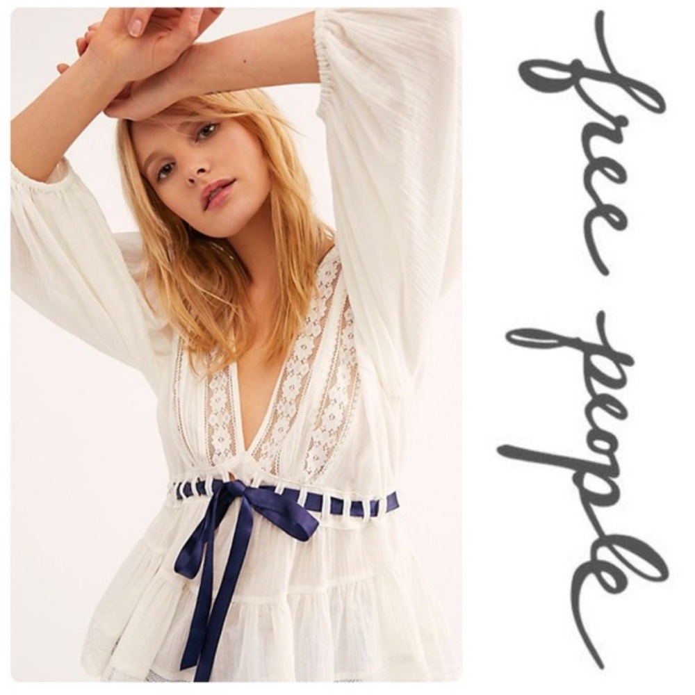 Free People Favorite Romance Crochet Inset Tunic In Ivory